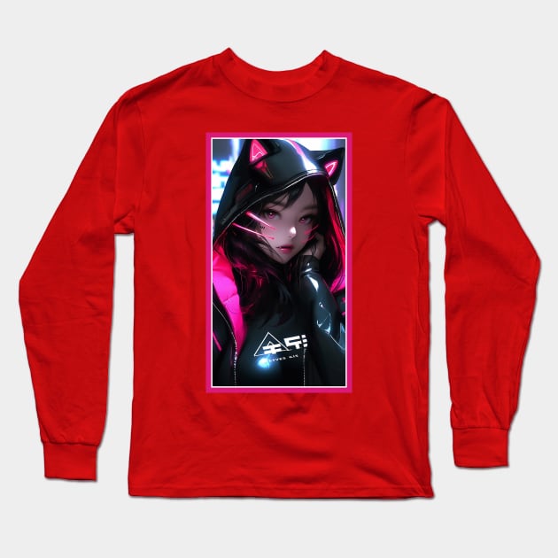 Anime Race Girl | Quality 3D Anime Artwork | Pink Red Black Blue Chibi Manga Anime Art Long Sleeve T-Shirt by AlNoah